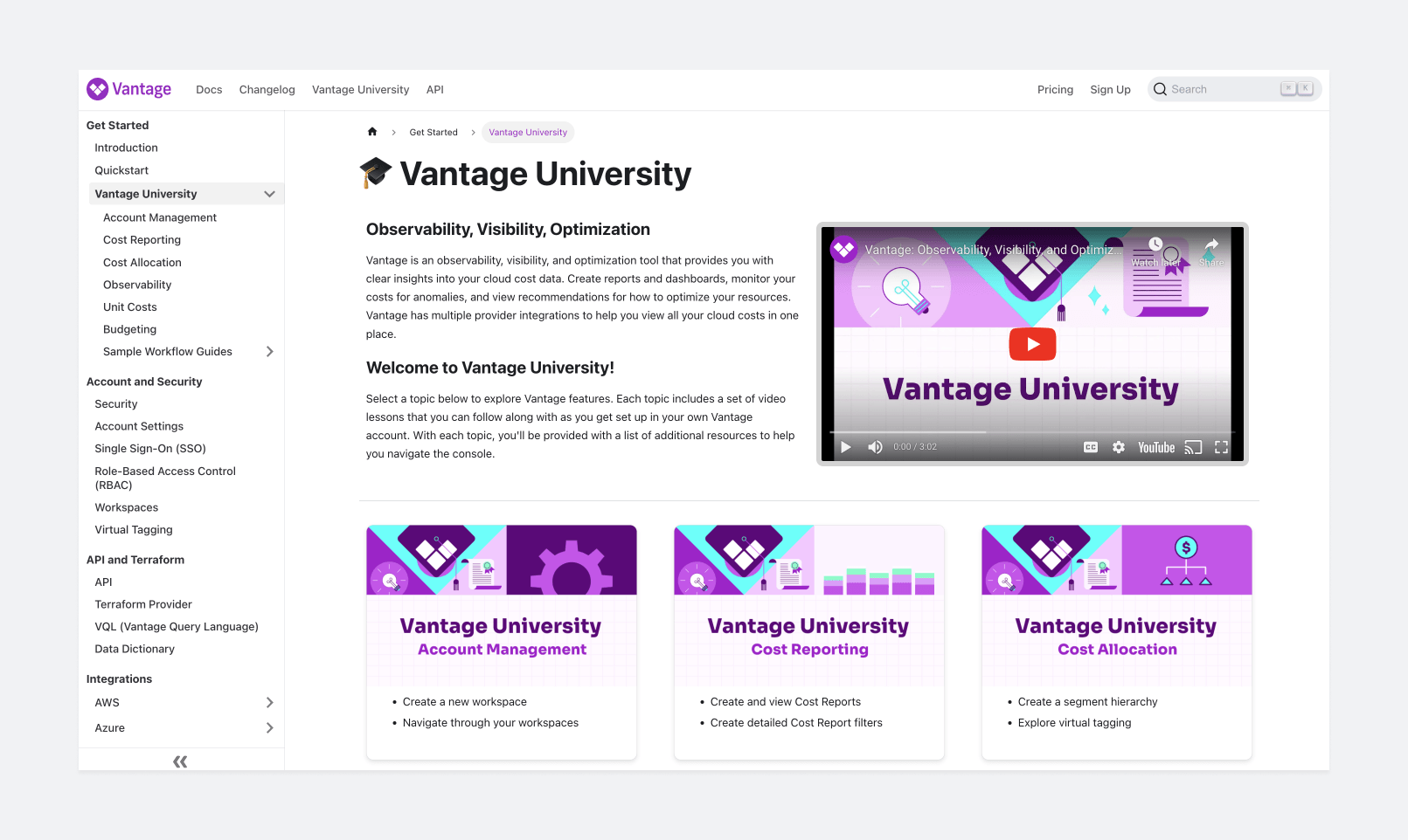The Vantage University homepage