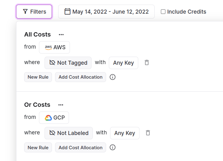 A report listing untagged resources across multiple cloud providers.