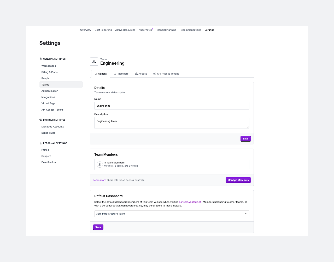 Default dashboard UI