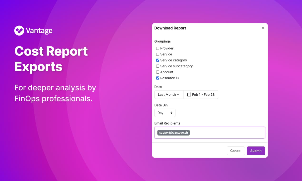Vantage Launches Cost Report Exports