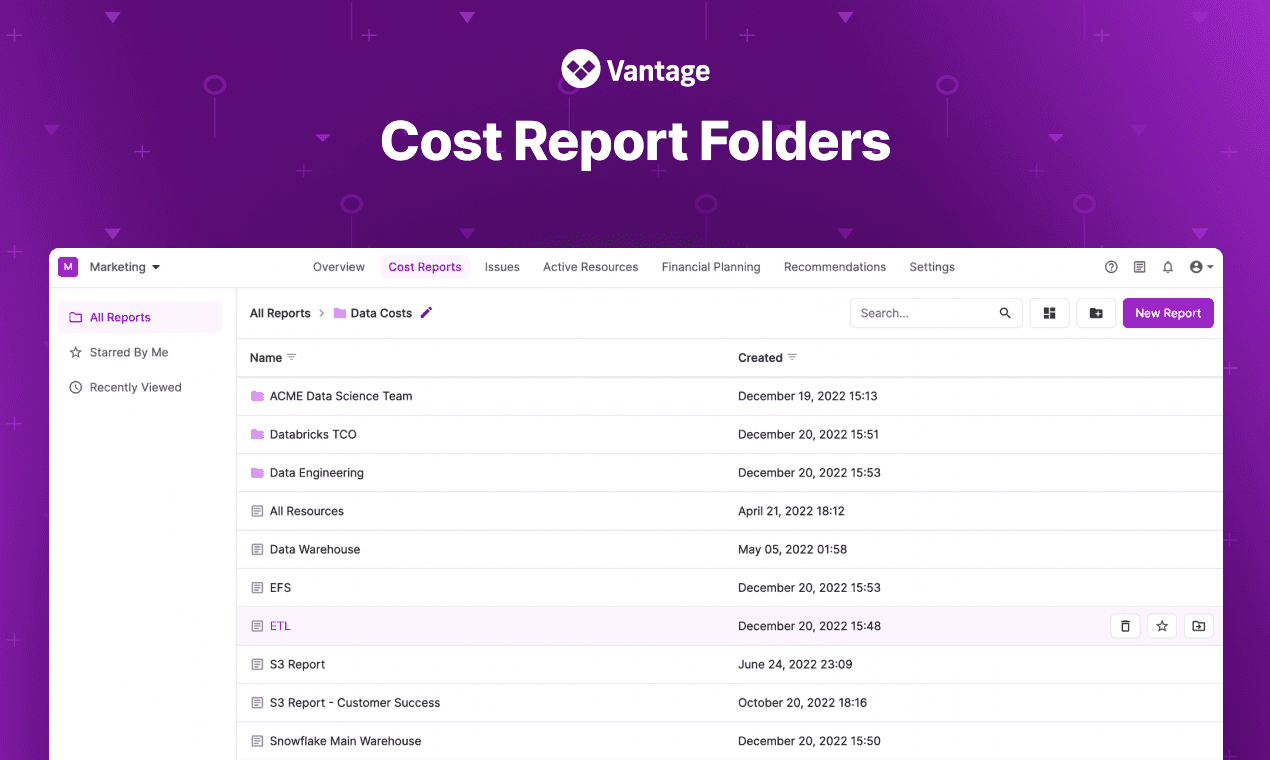 Vantage Launches Folders: Easily Organize Cost Reports