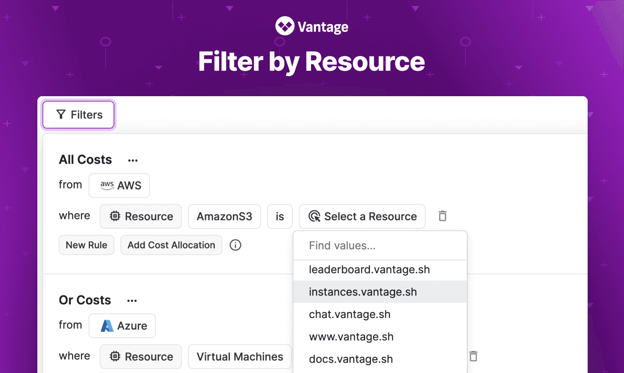 Vantage Launches Filtering by Resource