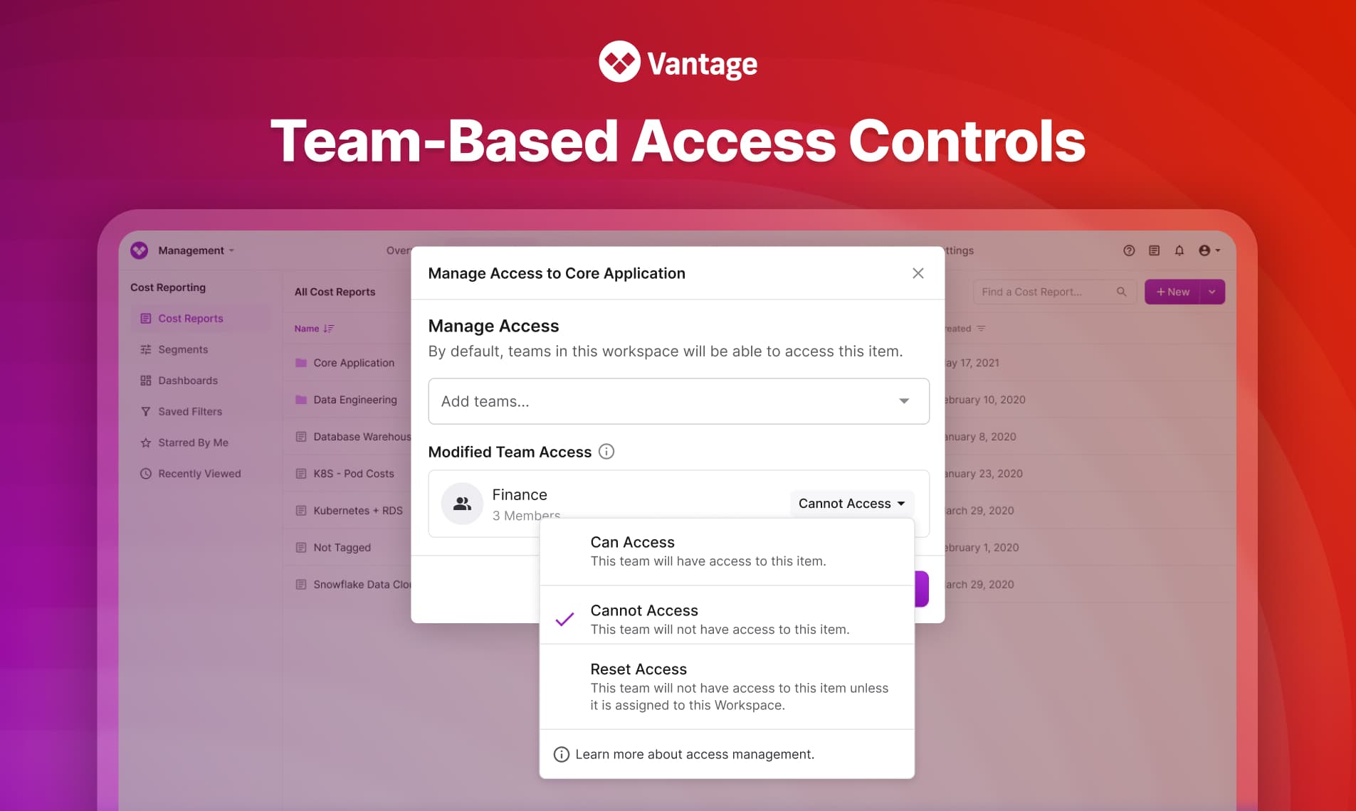 Vantage Launches Team-Based Access Controls
